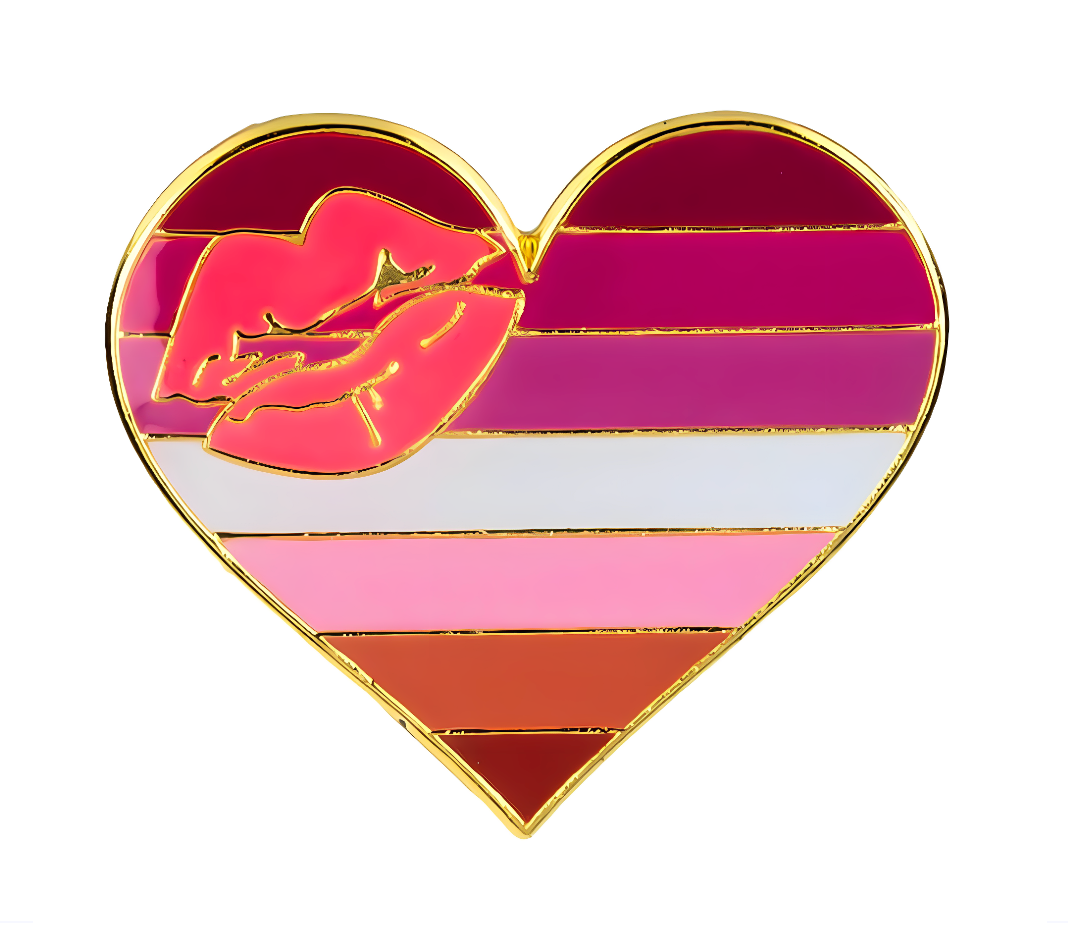 Heart with Lips Lesbian Pin
